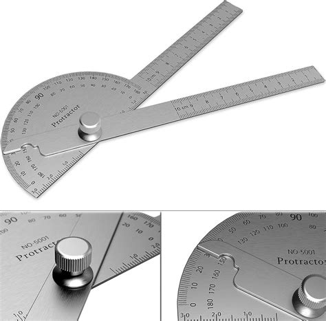 Forogore Stainless Steel Protractor Degrees Two Arm Ruler