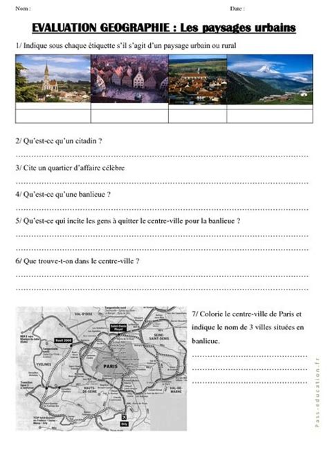 Paysages Urbains Ce2 Cm1 Evaluation Pass Education Paysage