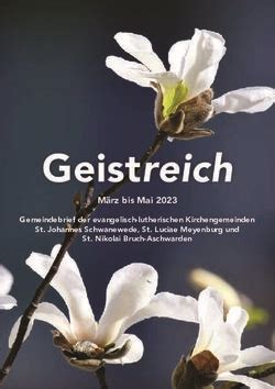 Geistreich M Rz Bis Mai Gemeindebrief Der Evangelisch