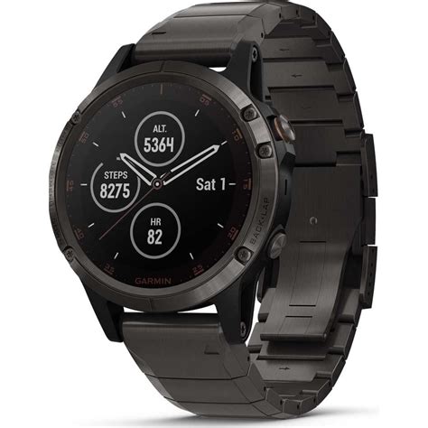 Garmin Mens Fenix® 5 Sapphire Carbon Grey Titanium Smartwatch