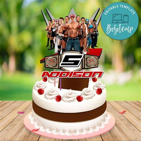 Wwe Birthday Cake Topper Template Printable Diy Bobotemp Wwe