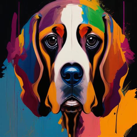 Premium AI Image | A painting of a dog with the colors of the rainbow