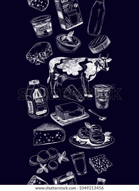 Beautiful Vector Hand Drawn Dairy Products Stock Vector Royalty Free