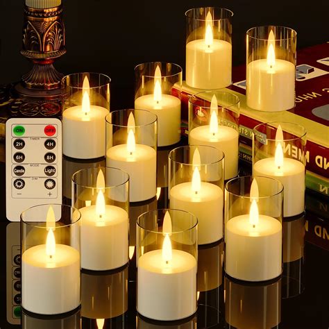 Hlixiaxy Rechargeable Tealights Candles With Remote And Timer Flickering Flameless