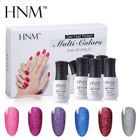 HNM 6 Color 8ML Bling Neon Gel Nail Set 6pcs/lot Glitter Nail Polish Sets Led UV Nail Art GelLak ...