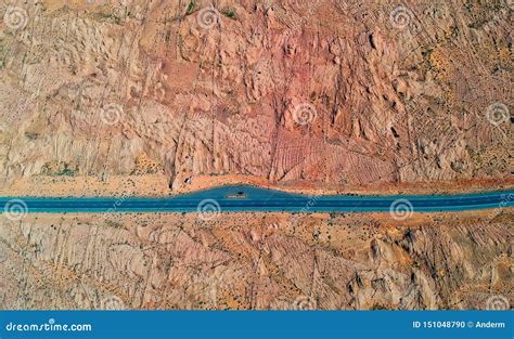 Aerial Birds Eye View Of Desert Road Stock Photo Image Of Scene Trip