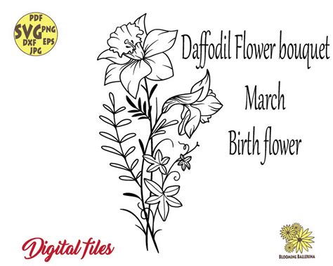 Daffodil Flower Flower Svg March Birth Flowers Instant Access