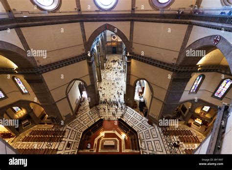 Interior View Looking Down Inside Of Florence Cathedral Florence Italy
