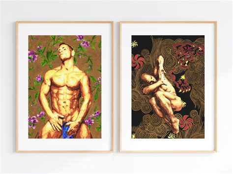 Set Of Watercolor Water Queer Artwork Print Nude Male Etsy
