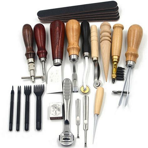 Vintage Leather Craft Tools Kit Stitching Sewing Beveler Punch Working