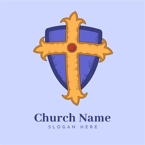 Logotipo De Cruz Cristiana Dibujado A Mano Vector Premium