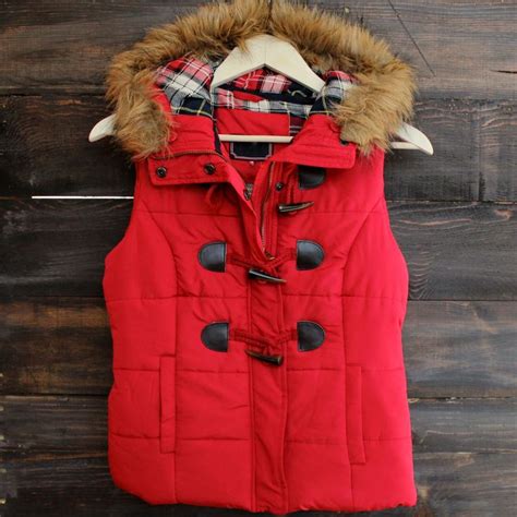 Mountain Slopes Hooded Red Puffer Vest Shop Hearts Red Puffer Vest