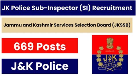 JK Police JKP SI Recruitment 2024 669 Post Notification OUT Apply