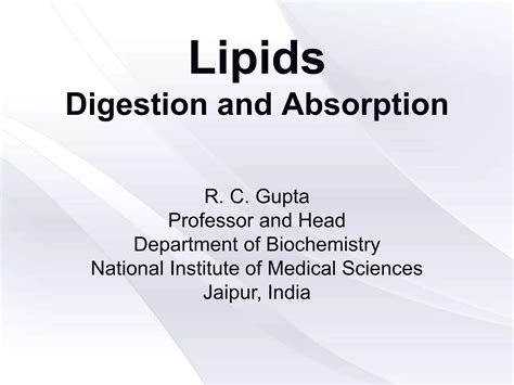 Lipids Digestion And Absorption Ppt