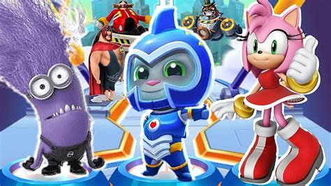 Talking Tom Hero Dash Vs Minions Rush Vs Sonic Dash Evil Minion Vs Amy