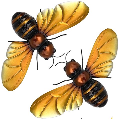 Buy 2PC Honey Bee Decor, Metal Bee Wall Decor, Outdoor Metal Wall Art ...