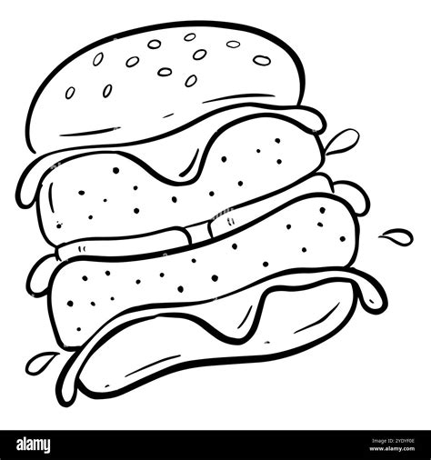 Funny Cartoon Beef Burger Or Cheeseburger Logo Illustaration Stock