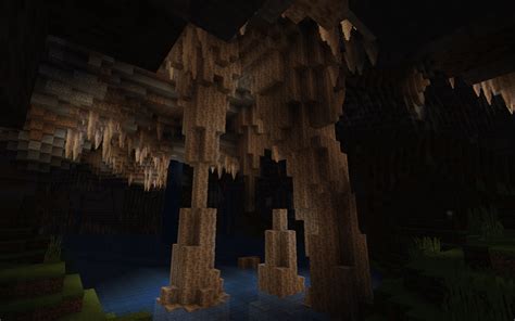 Some Giant Stalactites And Stalagmites In Custom World Dripstone Caves