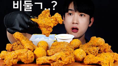 뿌링클 닭다리 치킨 먹방🍗 뿌링클 스틱 뿌링치즈볼 뿌링뿌링 소스 리얼사운드 Bburinkle Chicken