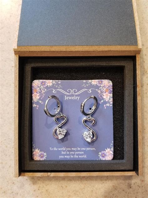 Sterling Silver Heart Dangle Hoop Earrings With Charm