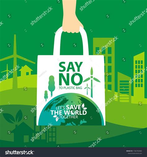 Say No To Plastic Use Cloth Bags World Environment Day Concept Green