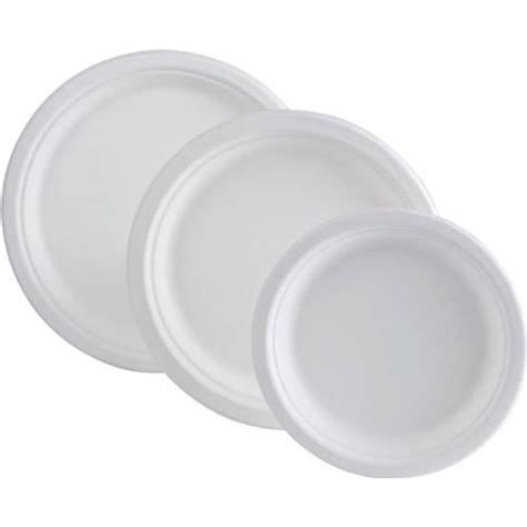 Assiettes Blanches En Bagasse Paquet De 50 Assiettes Jetables