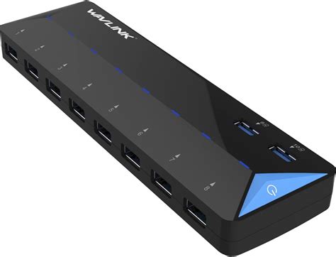 Powered Usb 30 Hub Wavlink 10 Ports Usb Hub Splitter 8 Faster Data Transfer