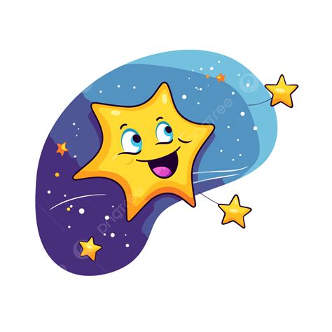 Estrela Cadente Clipart Pequeno Desenho Animado Estrela Feliz Vetor Png