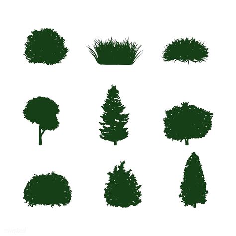 Collection Of Tree And Shrub Silhouettes Vector Free Image By