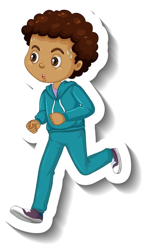 A boy jogging cartoon character sticker 2970011 Vector Art at Vecteezy