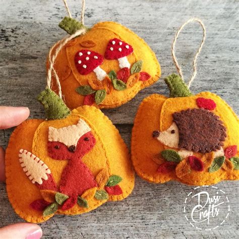 Pumpkin Ornament With Mushrooms And Colorful Leaves Toadstool Fall