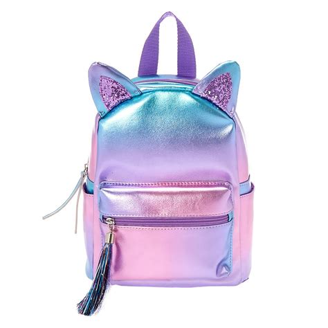 Mini Holographic Ombre Cat Ears Backpack Girls Bags Cute Mini