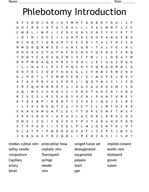 Phlebotomy Crossword Wordmint