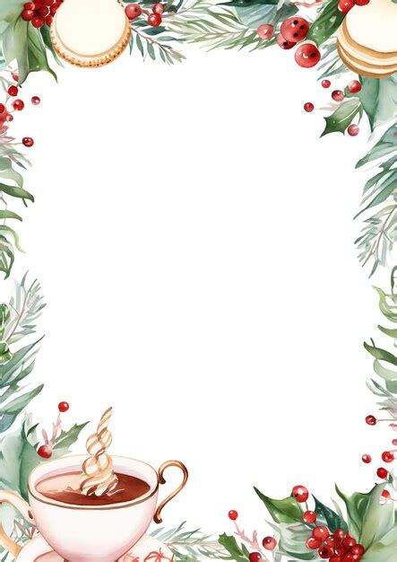 Premium Ai Image Christmas Tea Watercolor Winter Border