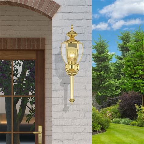 Livex Lighting Outdoor Basics 1 Light 25 In H Polished Brass Outdoor Wall Light 2112 02 At