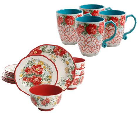 Buy The Pioneer Woman Vintage Floral Piece Dinnerware Set Red