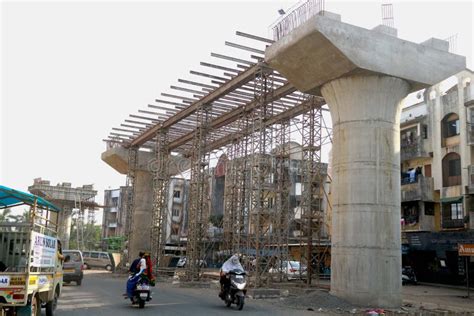 Construction Of A Bridge In The Expansion Works In India Editorial