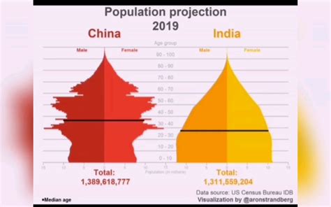 【数据可视化】神奇！1990-2050中印人口年龄结构动态演示_哔哩哔哩_bilibili