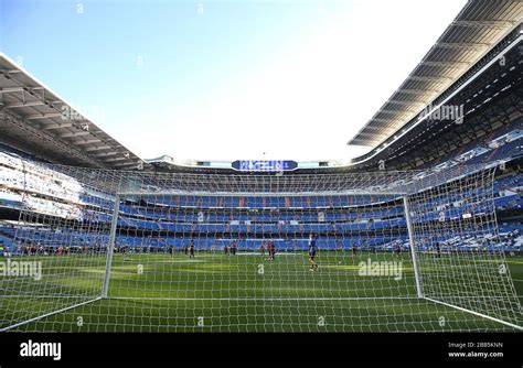 A general view inside the Santiago Bernabeu before the game between ...