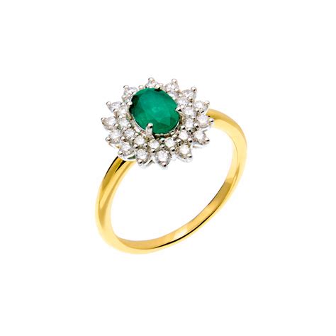 K Gold Emerald Double Row Diamond Ring Fallers Fallers