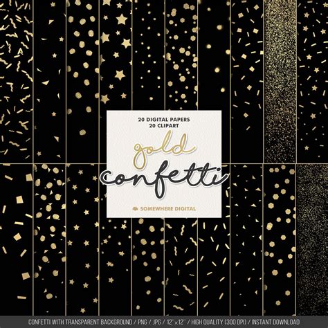 Confetti Clipart Gold Confetti Digital Paper Confetti Gold Foil Clip ...