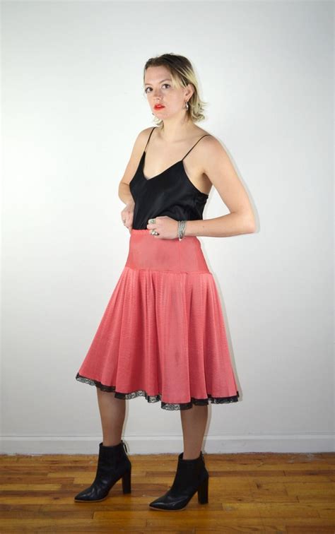 Vintage 50s Crinoline Petticoat Pink Skirt Slip 195 Gem