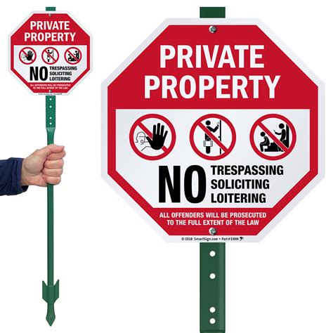 Private Property No Soliciting Loitering Sign And Stake Kit Sku K2 5216