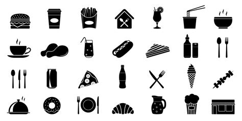 Food Courts Icons Set Vector Art At Vecteezy