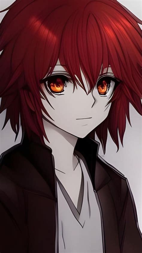 Cute anime boy with red hair and fire red eyes | anime pfp | Anime ...