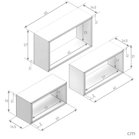 Mobili Fiver Lot De 3 Cubes Muraux Rectangulaires Giuditta Bois