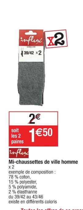 Offre Mi Chaussettes De Ville Homme Influx Chez Cora