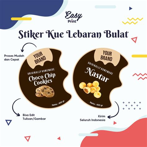 Jual Sticker Label Kue Kering Dan Parcel Idul Fitri Bulat Custom