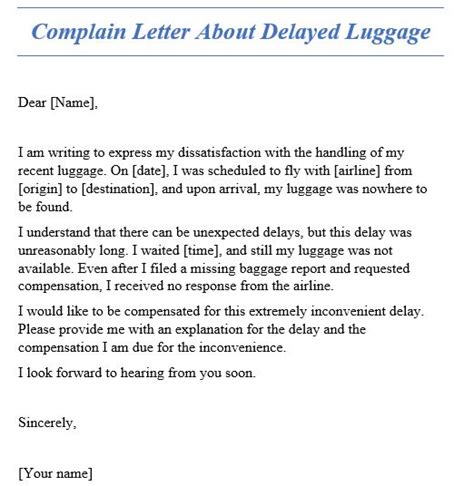 How To Write A Complaint Letter About Delayed Luggage