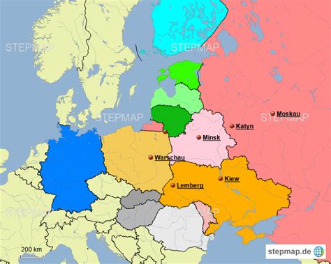 StepMap Ost Europa seit 1991 Landkarte für Europa